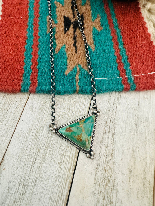 Navajo Sterling Silver & Royston Turquoise Triangle Necklace