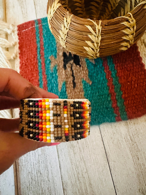 Navajo Made Beaded Leather Bracelet