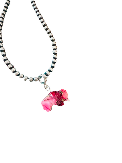 Navajo Hand Carved Rose Dahlia Buffalo Charm