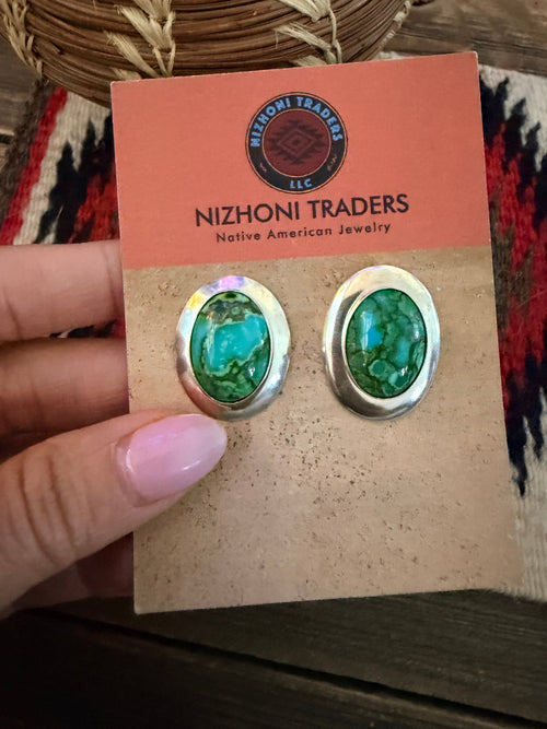 Handcrafted Old Pawn Sonoran Mountain Turquoise & Sterling Silver Post Earrings