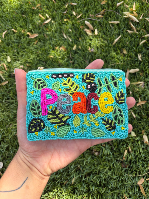 Handmade Beaded “Peace” Coin Purse