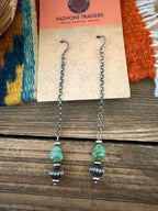Handcrafted Sonoran Mountain Turquoise & Sterling Silver Beaded Dangle Earrings