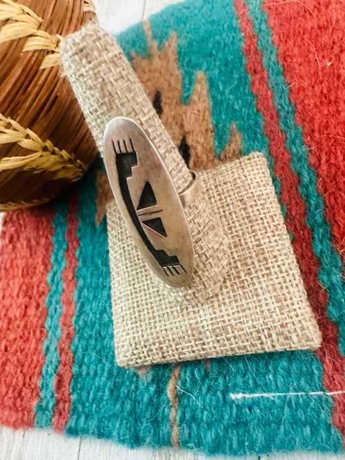 Old Pawn Hopi Sterling Silver Overlay  Ring size 9