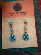 Handcrafted Old Pawn Sterling Silver & Turquoise Dangle Earrings