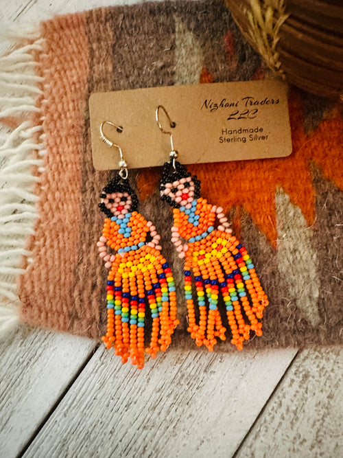 Handmade Multicolor Beaded Lady Dangle Earrings