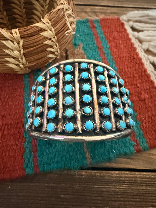 Handcrafted Old Pawn Nickel Silver & Turquoise Cuff Bracelet