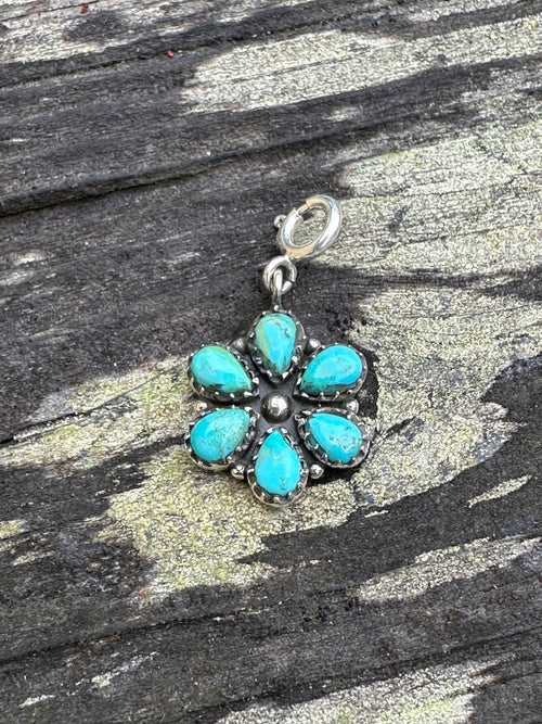 Sterling Silver and Turquoise Flower Charm