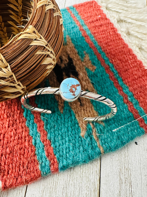 Navajo Sterling Silver & Golden Hills Turquoise Cuff Bracelet