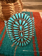 Handcrafted Old Pawn Sterling Silver & Turquoise Cuff Bracelet