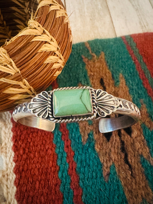 Handcrafted Old Pawn Sterling Silver & Turquoise Cuff Bracelet