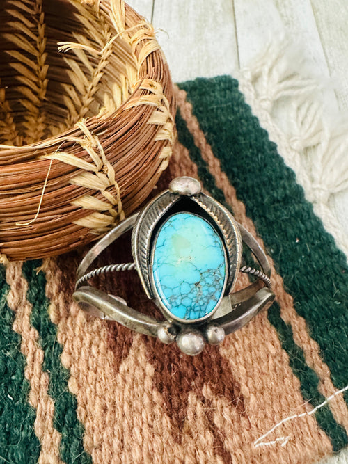 Old Pawn Navajo Turquoise & Sterling Silver Cuff Bracelet