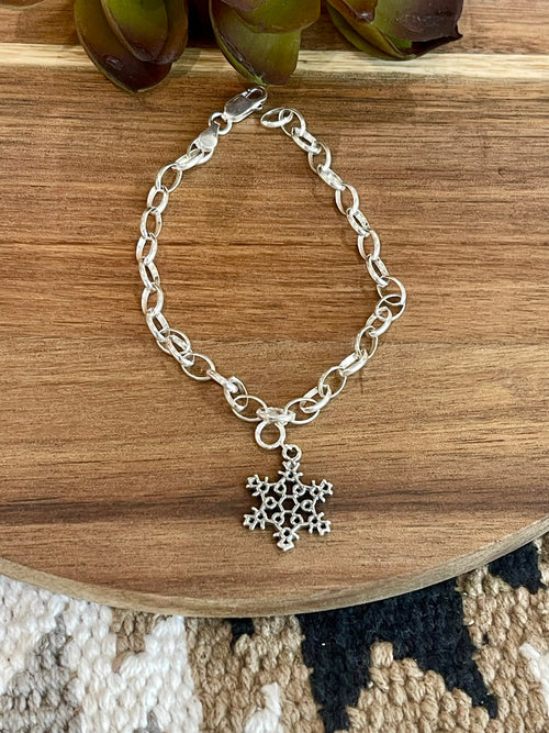 Native Sterling Silver CHRISTMAS SNOWFLAKE Charm