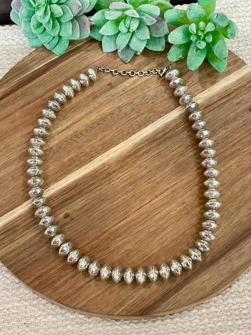 Handmade Sterling Silver 15 MM Beaded Necklace