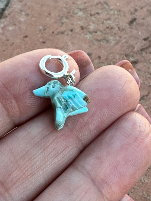 Zuni Hand Carved Turquoise Hummingbird Charm