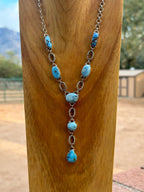 Beautiful Handmade Sterling Silver & Golden Hills Turquoise Drop Necklace