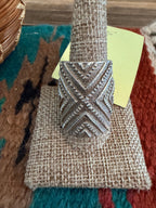 Old Pawn Handcrafted Sterling Silver Tufa Cast Cigar Band Ring Size 11