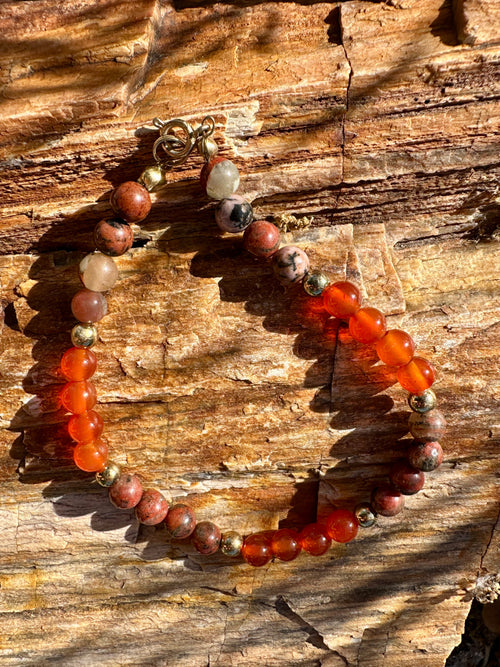 Orange & Multi Color Carnelian Agate Bracelet