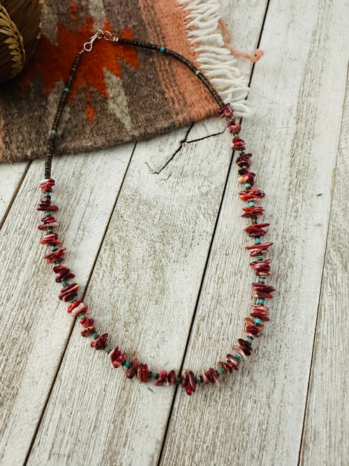 Navajo Spiny, Turquoise & Heishi 18” Beaded Necklace