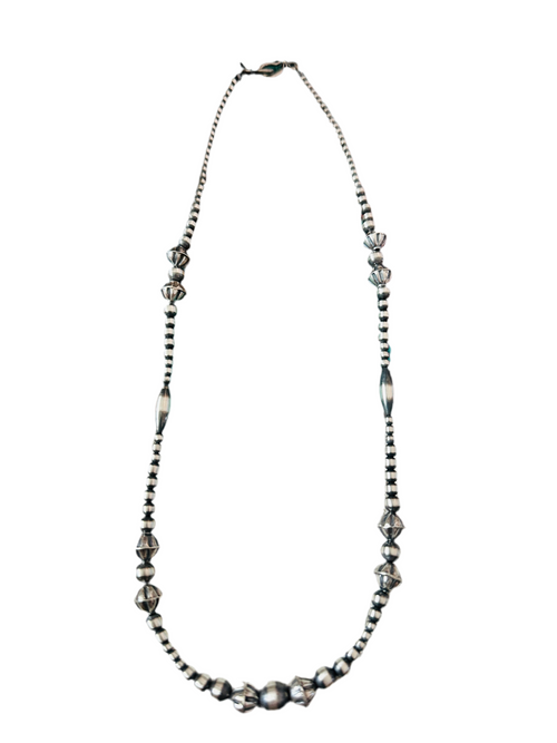 Navajo Sterling Silver Pearl Beaded Necklace
