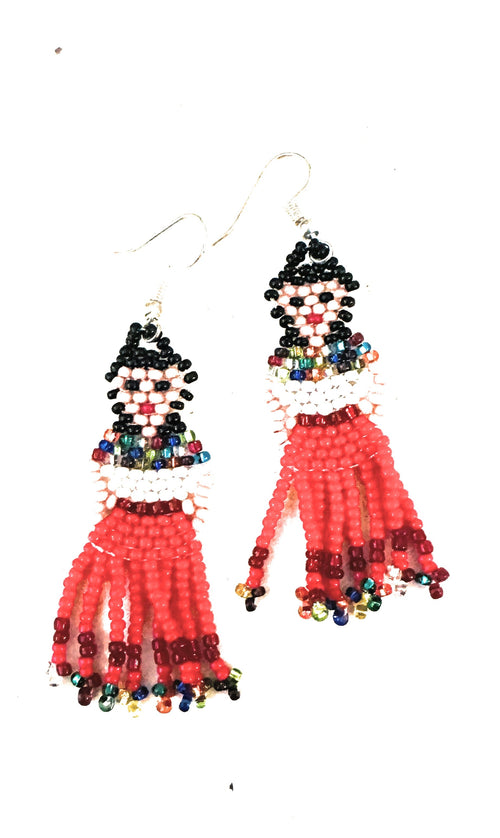 Handmade Multicolor Beaded Lady Dangle Earrings