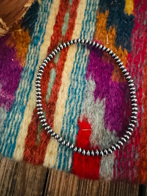 Handcrafted 2mm Sterling Silver Pearl Beaded Stretch Bracelet