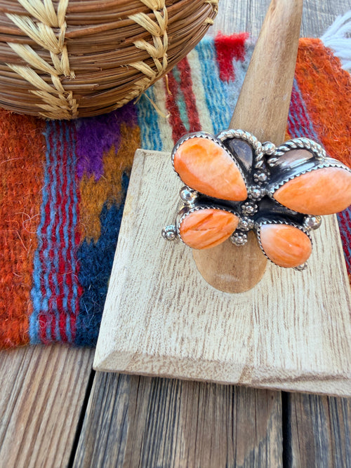 Handcrafted Turquoise and Spiny Oyster Beaded Stretch Bracelet