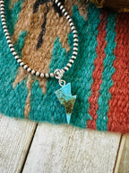 Navajo Hand Carved Turquoise Lightning Bolt Charm