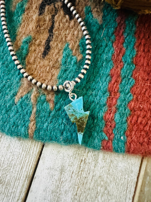 Navajo Hand Carved Turquoise Lightning Bolt Charm