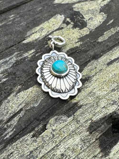 Sterling Silver and Turquoise Concho Charm