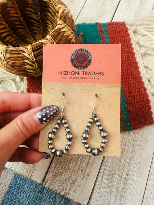 Handcrafted Sterling Silver Beaded Dangle Hoop Earrings