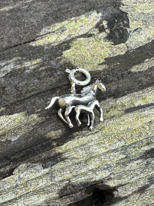 Sterling Silver Mare and Colt Pony Charm