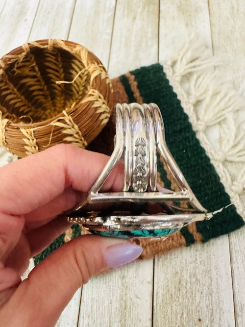 Old Pawn Navajo Tibetan Turquoise & Sterling Silver Cuff Bracelet