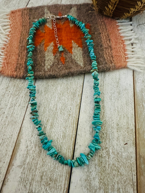 Navajo Turquoise & Sterling Silver 16” Beaded Necklace