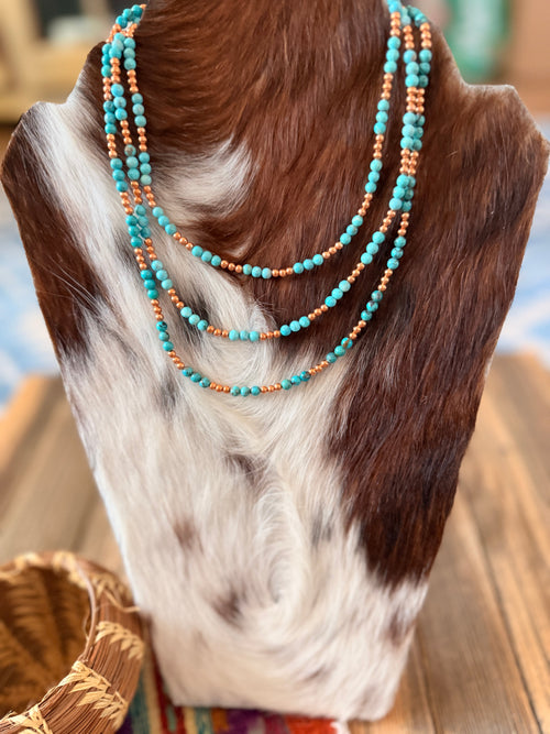 Handcrafted Turquoise & Copper Beaded Necklace
