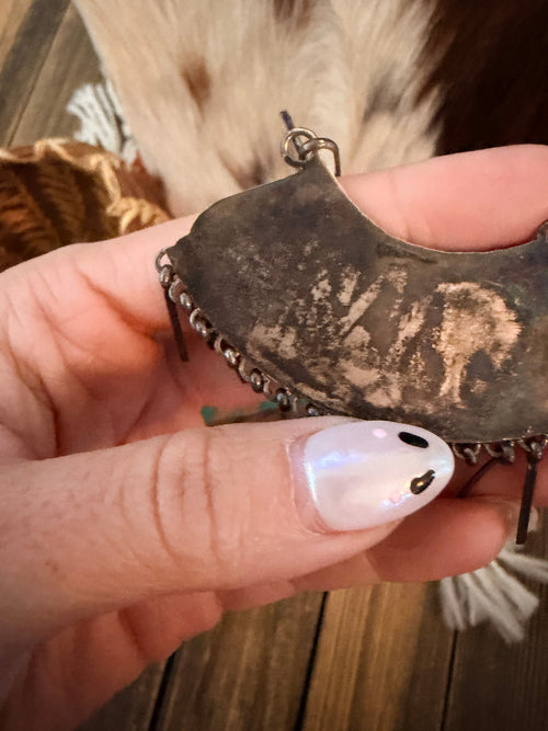 Old Pawn Handcrafted Sterling Silver and Multi Stone Inlay Necklace