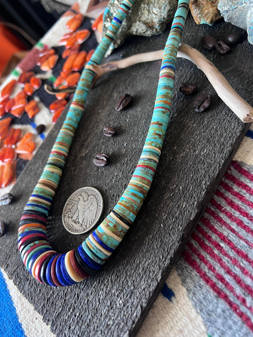 Ronald Chavez Handcrafted Multistone Heishi Beaded Santo Domingo Necklace