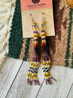 Navajo Handmade Multicolor Beaded Dangle Earrings