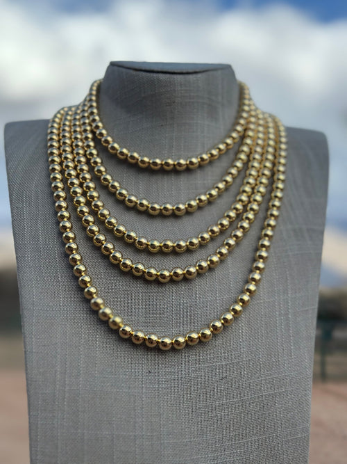 Navajo 14kt Gold Overlay & Sterling Silver Beaded 8mm Necklace