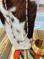 Handcrafted Queen Pink Conch & Copper 24” Beaded Necklace