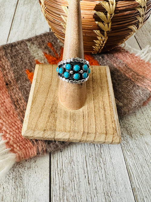 Navajo Turquoise & Sterling Silver Cigar Band Ring