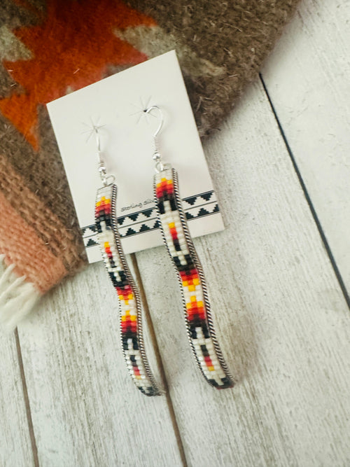 Navajo Handmade Multicolor Beaded Dangle Earrings