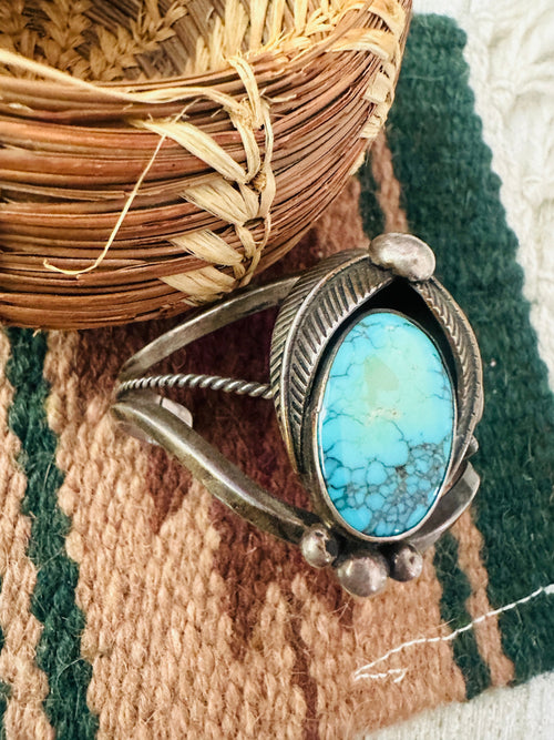 Old Pawn Navajo Turquoise & Sterling Silver Cuff Bracelet