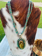 Old Pawn Handcrafted Sterling Silver and Turquoise Beaded Necklace