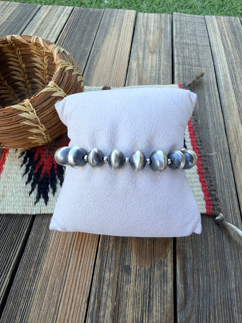 Handcrafted Sterling Silver Beaded Stretch Bracelet