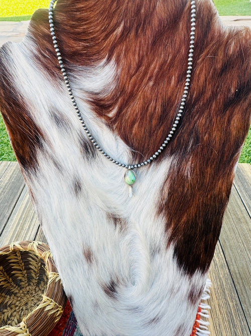 Handcrafted Turquoise & Sterling Silver Beaded Blossom Necklace