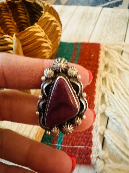 Navajo Sterling Silver & Purple Spiny Ring Size 7