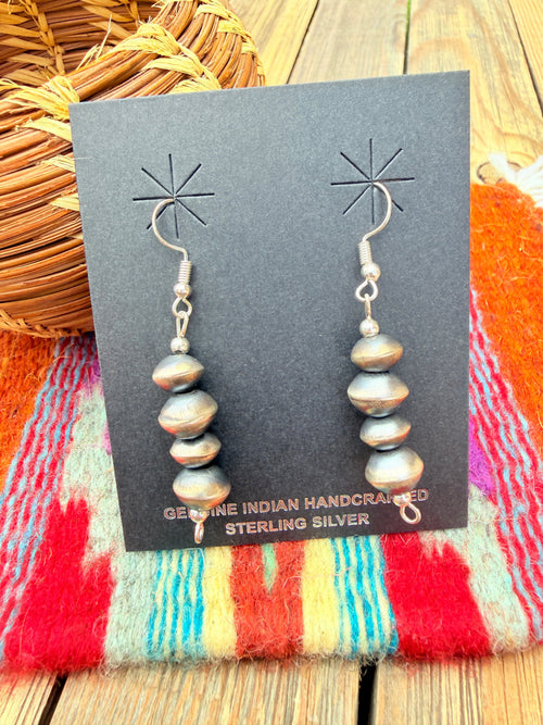 Handcrafted Sterling Silver Pearl Beaded Dangle Earrings