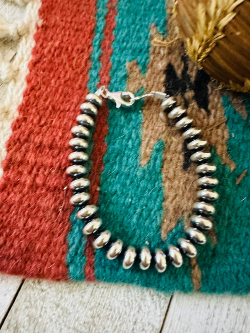Navajo 6mm Sterling Silver Pearl Beaded Bracelet