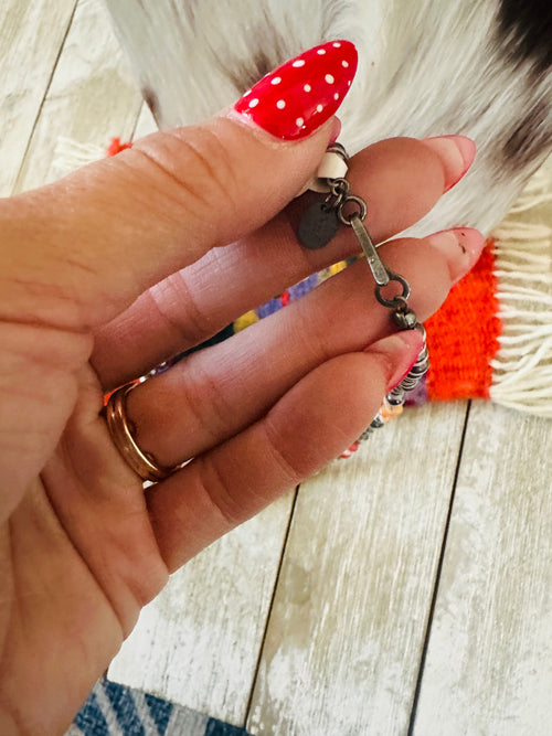 Navajo Sterling Silver & Spiny Oyster Beaded Necklace