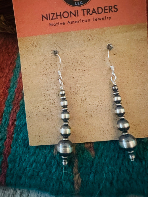 Handcrafted Sterling Silver Pearl Beaded Dangle Earrings